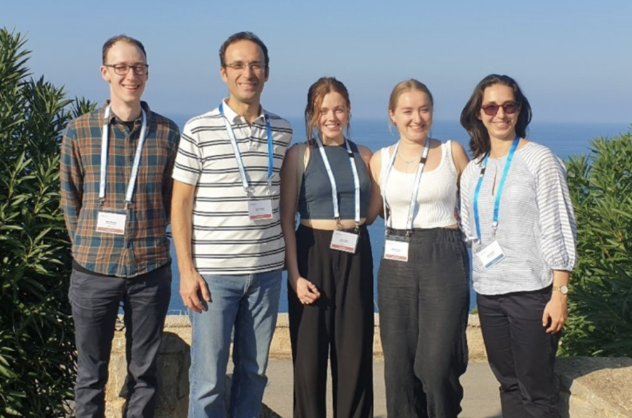 Members of Dr Paolo Gallipoli's lab at a conference in Sicily. Left to right: Keith Woodley, Paolo Gallipoli, Aoife Magee, Sophie James and Vilma Dembitz.