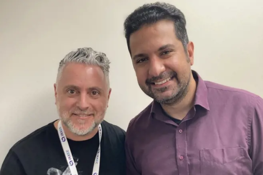 Dr Richard Berman (left) welcomes Dr Ahmed Aboelnaga to The Christie as the first supportive oncology fellow