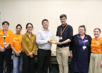 Myeloma UK presenting award to Haematology Team at Basingstoke and North Hampshire Hospital